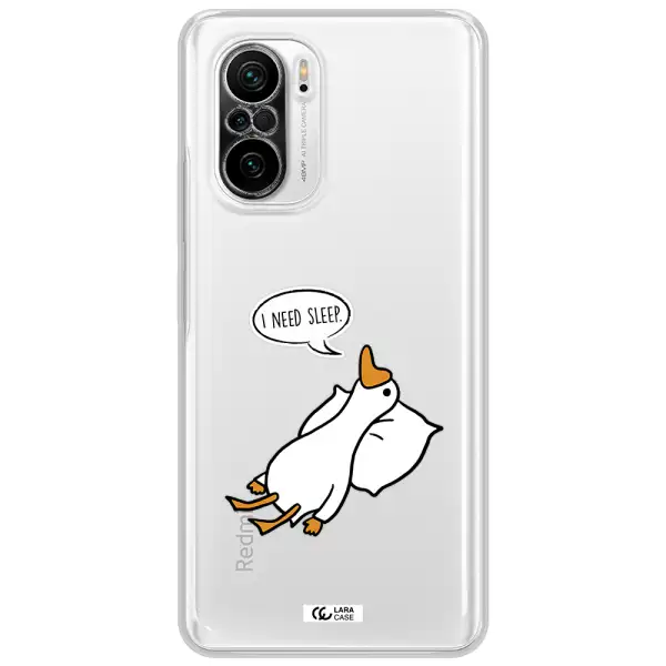 A Cartoon Of A Duck With A Pillow Xiaomi Poco F3 Clear Tpu Case
