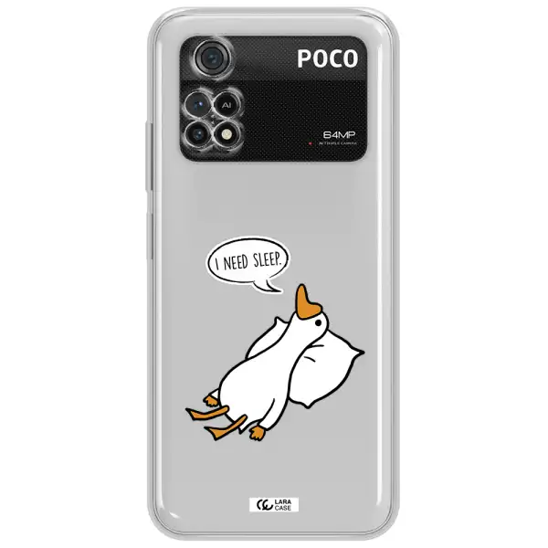 A Cartoon Of A Duck With A Pillow Xiaomi Poco M4 Pro 4G Clear Tpu Case