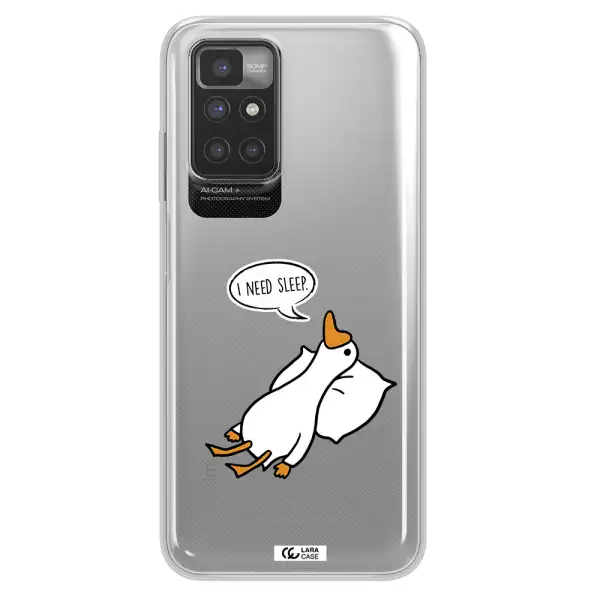 a cartoon of a duck with a pillow Xiaomi Redmi 10 Clear TPU Case