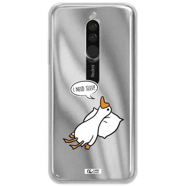 A Cartoon Of A Duck With A Pillow Xiaomi Redmi 8 Clear Tpu Case