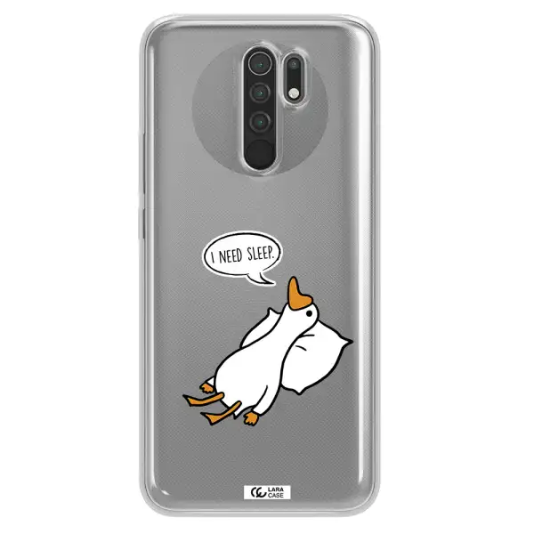a cartoon of a duck with a pillow Xiaomi Redmi 9 Clear TPU Case