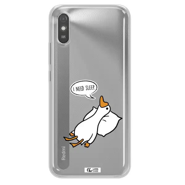 a cartoon of a duck with a pillow Xiaomi Redmi 9A Clear TPU Case