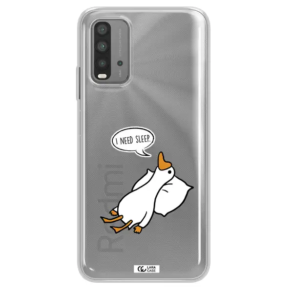 a cartoon of a duck with a pillow Xiaomi Redmi 9T Clear TPU Case