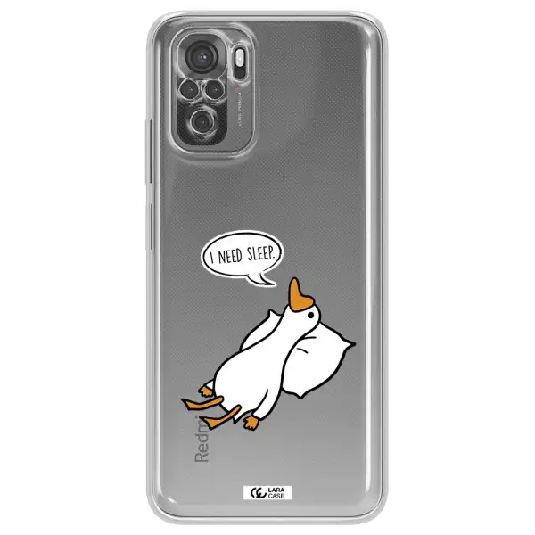 A Cartoon Of A Duck With A Pillow Xiaomi Redmi Note 10S Clear Tpu Case