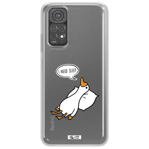 a cartoon of a duck with a pillow Xiaomi Redmi Note 11 Clear TPU Case