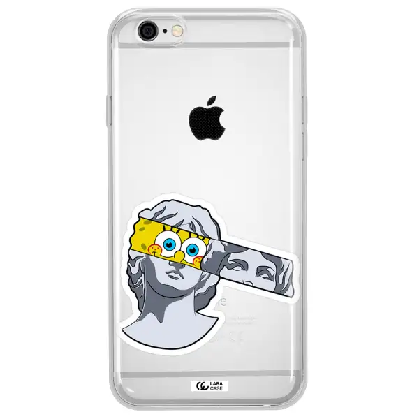 a cartoon of a statue with a yellow spongebob over its eyes Apple iPhone 6 Clear TPU Case