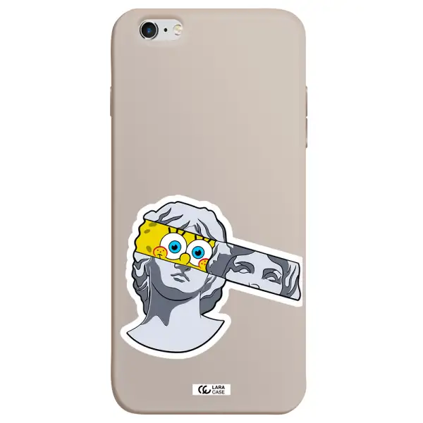 a cartoon of a statue with a yellow spongebob over its eyes Apple iPhone 6 plus Silicone Stone Case