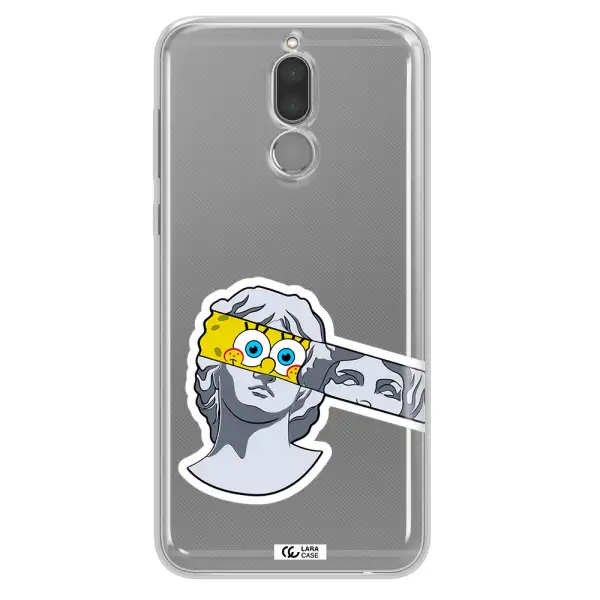 a cartoon of a statue with a yellow spongebob over its eyes Huawei Mate 10 Lite Clear TPU Case