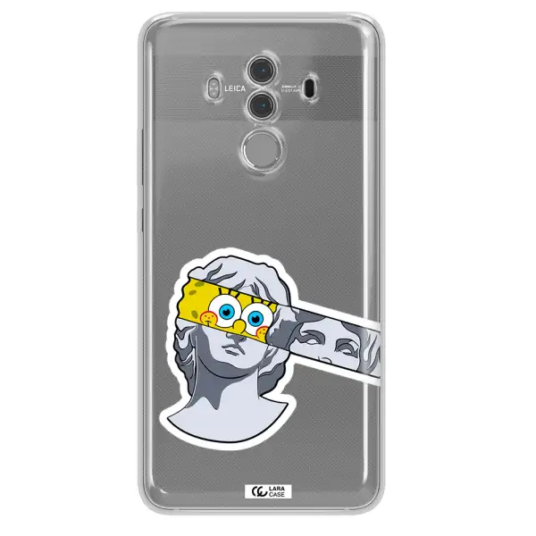 a cartoon of a statue with a yellow spongebob over its eyes Huawei Mate 10 Pro Clear TPU Case