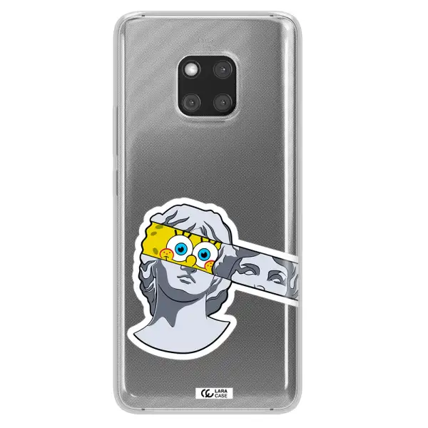 a cartoon of a statue with a yellow spongebob over its eyes Huawei Mate 20 Pro Clear TPU Case
