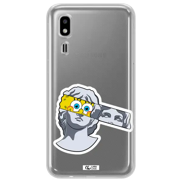 a cartoon of a statue with a yellow spongebob over its eyes Samsung A2 Core Clear TPU Case