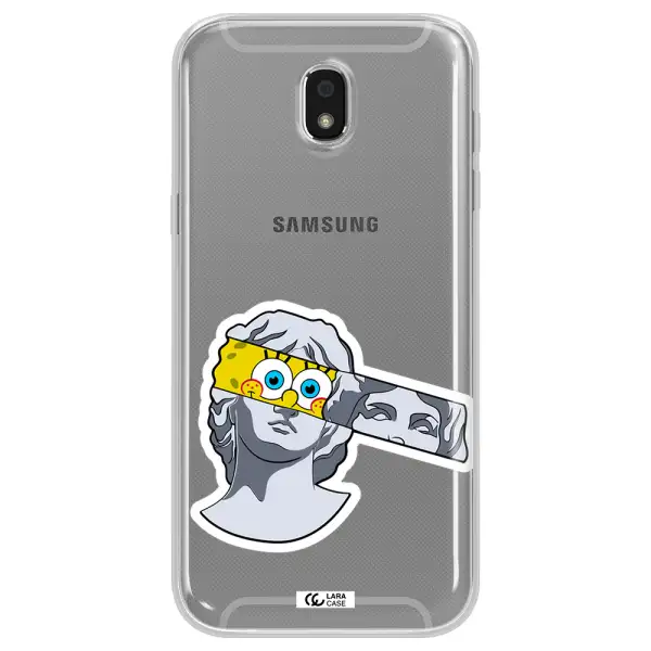 a cartoon of a statue with a yellow spongebob over its eyes Samsung J5 2017 Clear TPU Case