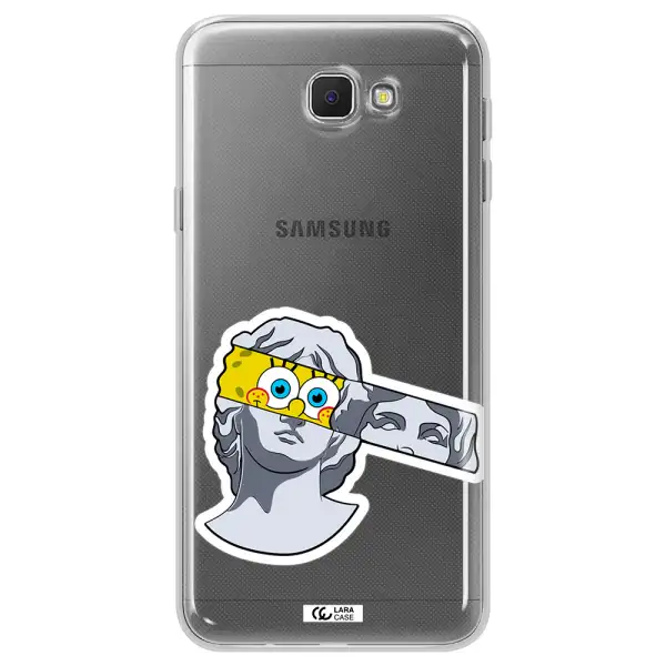 a cartoon of a statue with a yellow spongebob over its eyes Samsung J5 Prime Clear TPU Case