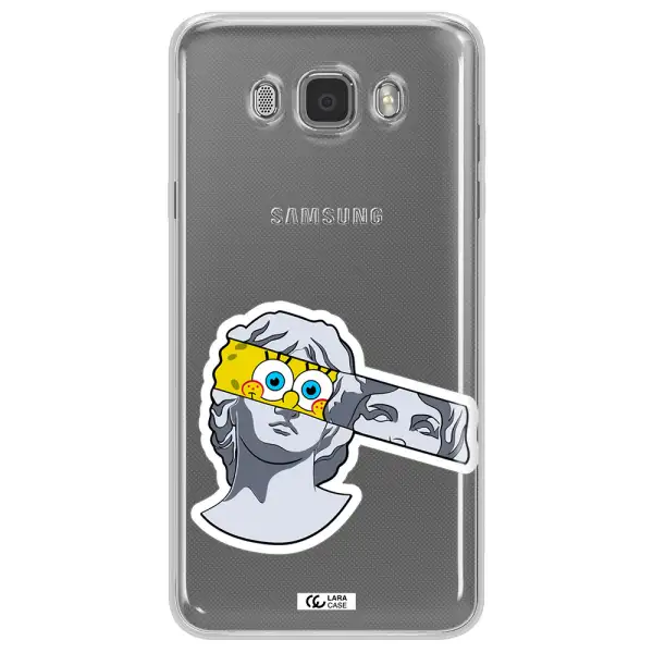 a cartoon of a statue with a yellow spongebob over its eyes Samsung J7 2016 Clear TPU Case