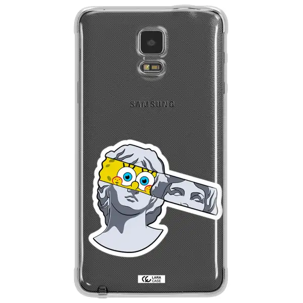a cartoon of a statue with a yellow spongebob over its eyes Samsung Note 4 Clear TPU Case