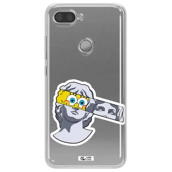 a cartoon of a statue with a yellow spongebob over its eyes Xiaomi Mi 8 Lite Clear TPU Case