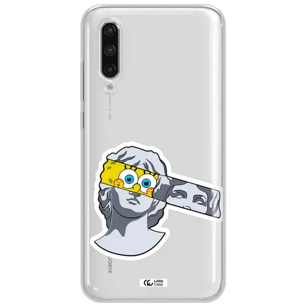 A Cartoon Of A Statue With A Yellow Spongebob Over Its Eyes Xiaomi Mi 9 Lite Clear Tpu Case