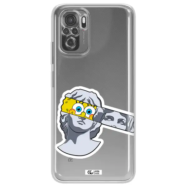 A Cartoon Of A Statue With A Yellow Spongebob Over Its Eyes Xiaomi Redmi Note 10S Clear Tpu Case