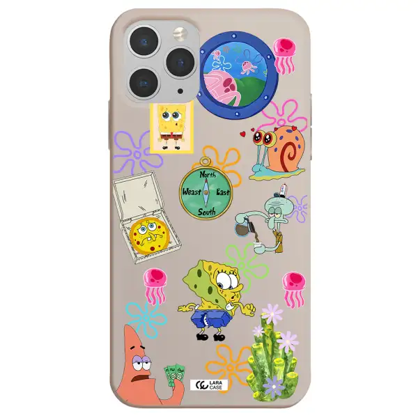 a collection of cartoon characters Apple iPhone 11 pro max Silicone Stone Case