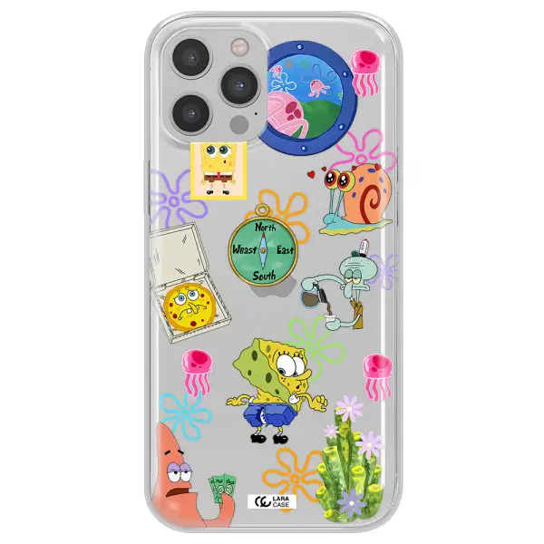 a collection of cartoon characters Apple iPhone 12 pro max Clear TPU Case