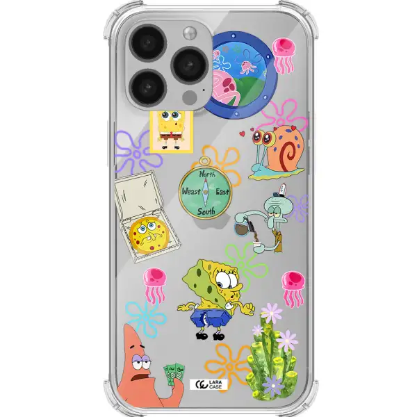 a collection of cartoon characters Apple iPhone 13 Pro Max Clear PC Case