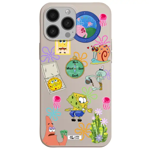 a collection of cartoon characters Apple iPhone 13 Pro Silicone Stone Case
