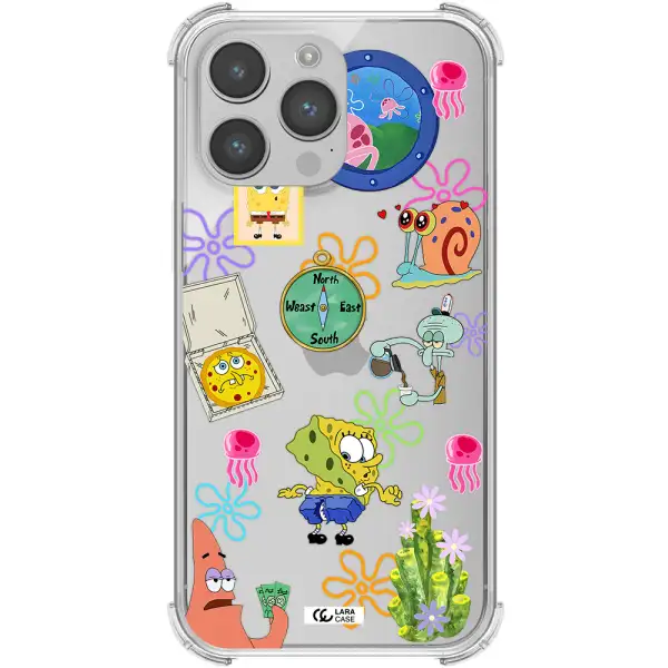 a collection of cartoon characters Apple iPhone 14 pro max Clear PC Case