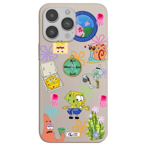 a collection of cartoon characters Apple iPhone 14 pro max Silicone Stone Case