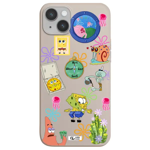 a collection of cartoon characters Apple iPhone 14 Silicone Stone Case