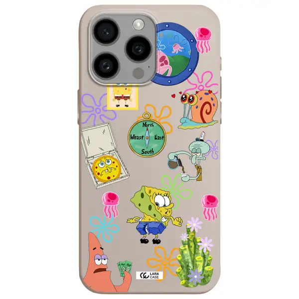 a collection of cartoon characters Apple Iphone 15 Pro max Silicone Stone Case