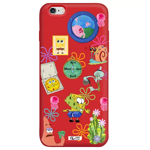 a collection of cartoon characters Apple iPhone 6 plus Silicone Imperial Red Case