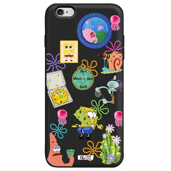 a collection of cartoon characters Apple iPhone 6S Silicone black Case
