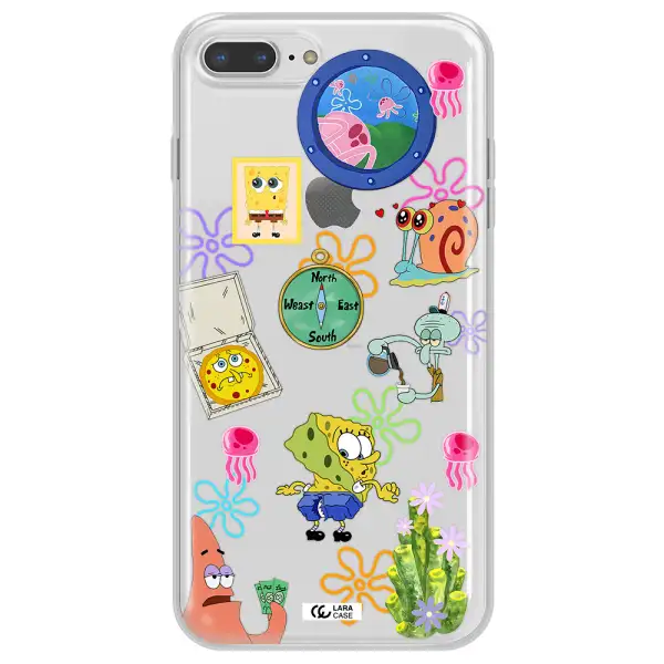 a collection of cartoon characters Apple iPhone 7 plus Clear TPU Case