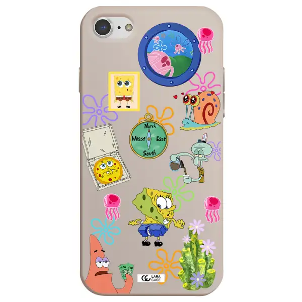 a collection of cartoon characters Apple iPhone 7 Silicone Stone Case