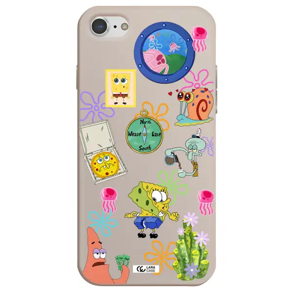a collection of cartoon characters Apple iPhone 8 Silicone Stone Case