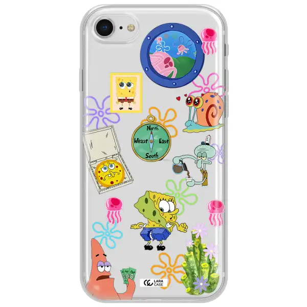 A Collection Of Cartoon Characters Apple Iphone Se 2020 Clear Tpu Case