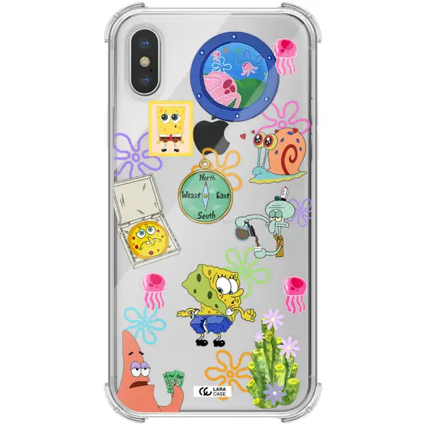 a collection of cartoon characters Apple iPhone XS max Clear PC Case