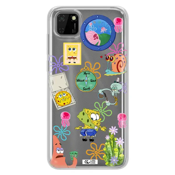 a collection of cartoon characters Huawei Honor 9S Clear TPU Case