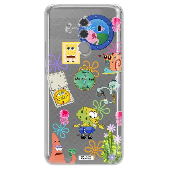 a collection of cartoon characters Huawei Mate 10 Pro Clear TPU Case