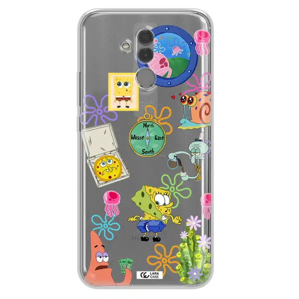 a collection of cartoon characters Huawei Mate 20 Lite Clear TPU Case