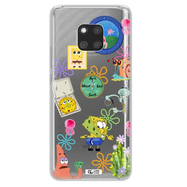 a collection of cartoon characters Huawei Mate 20 Pro Clear TPU Case