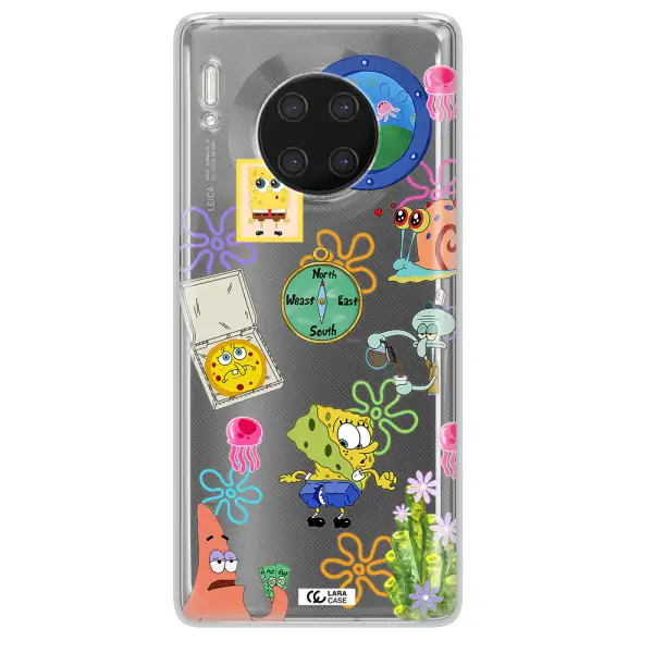 a collection of cartoon characters Huawei Mate 30 Pro Clear TPU Case