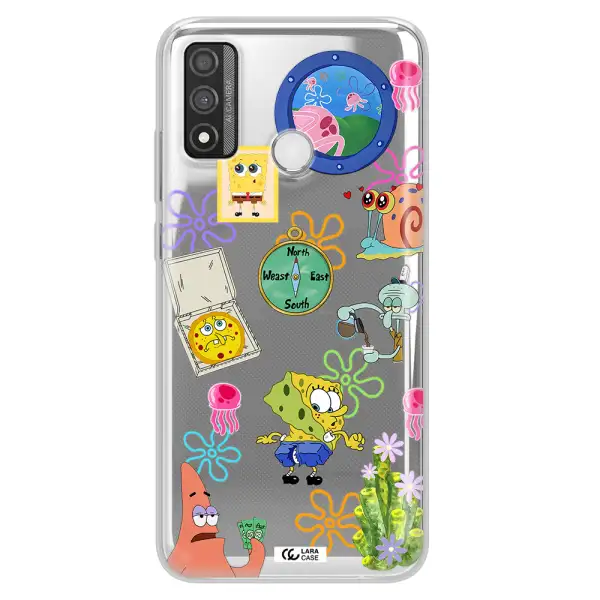 a collection of cartoon characters Huawei P Smart 2020 Clear TPU Case
