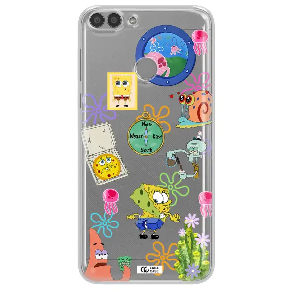 a collection of cartoon characters Huawei P Smart Clear TPU Case