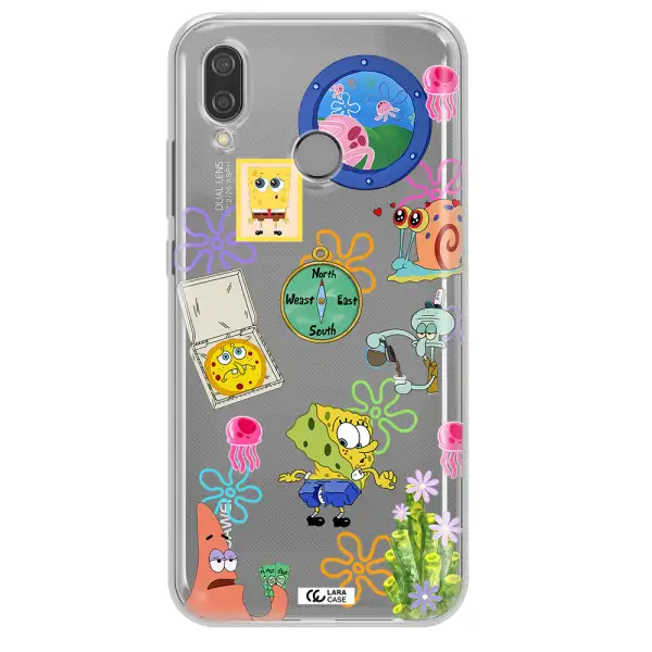 a collection of cartoon characters Huawei P20 Lite Clear TPU Case