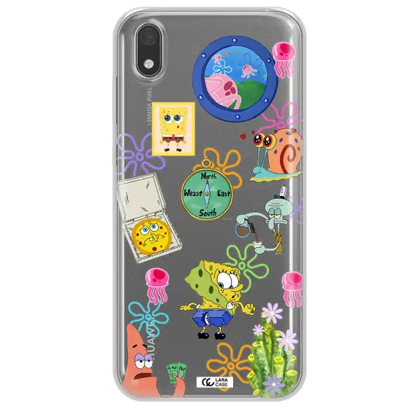 a collection of cartoon characters Huawei Y5 2019 Clear TPU Case