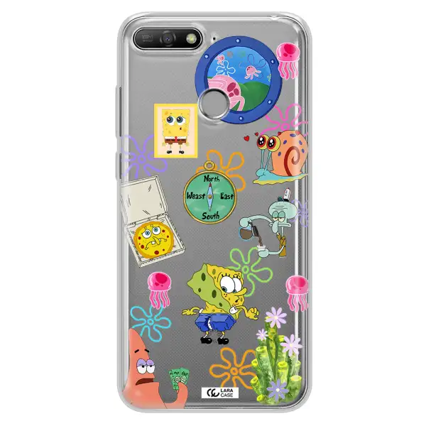 a collection of cartoon characters Huawei Y6 Prime 2018 Clear TPU Case