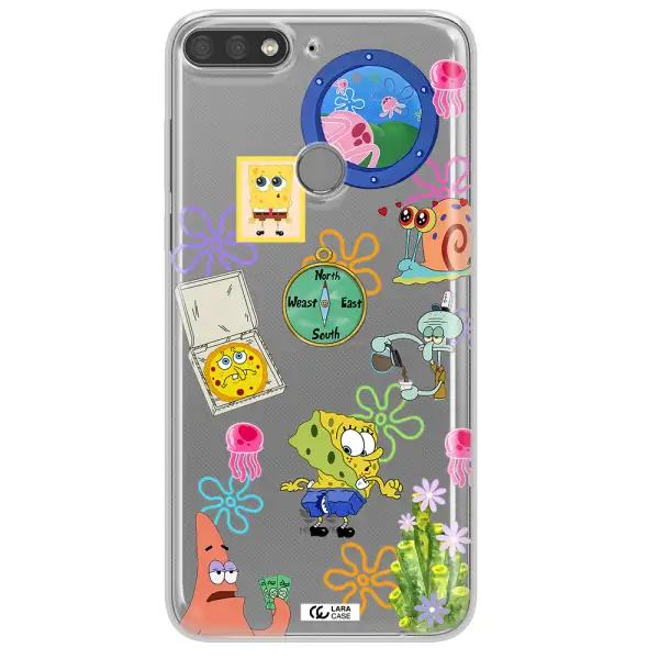 a collection of cartoon characters Huawei Y7 Prime 2018 Clear TPU Case