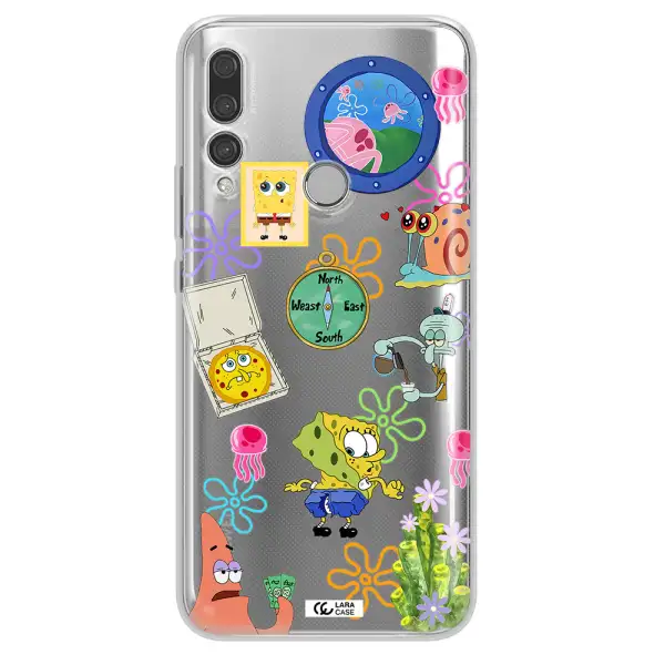 a collection of cartoon characters Huawei Y9 Prime 2019 Clear TPU Case