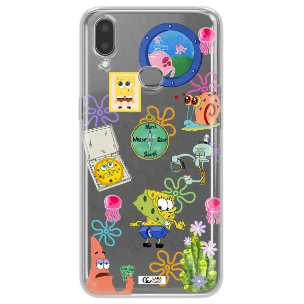 a collection of cartoon characters Samsung A10S Clear TPU Case